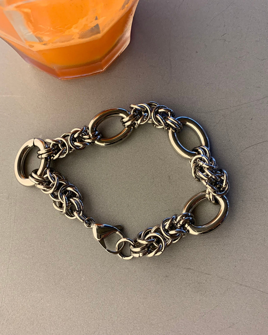 雙環編結鋼製手鍊