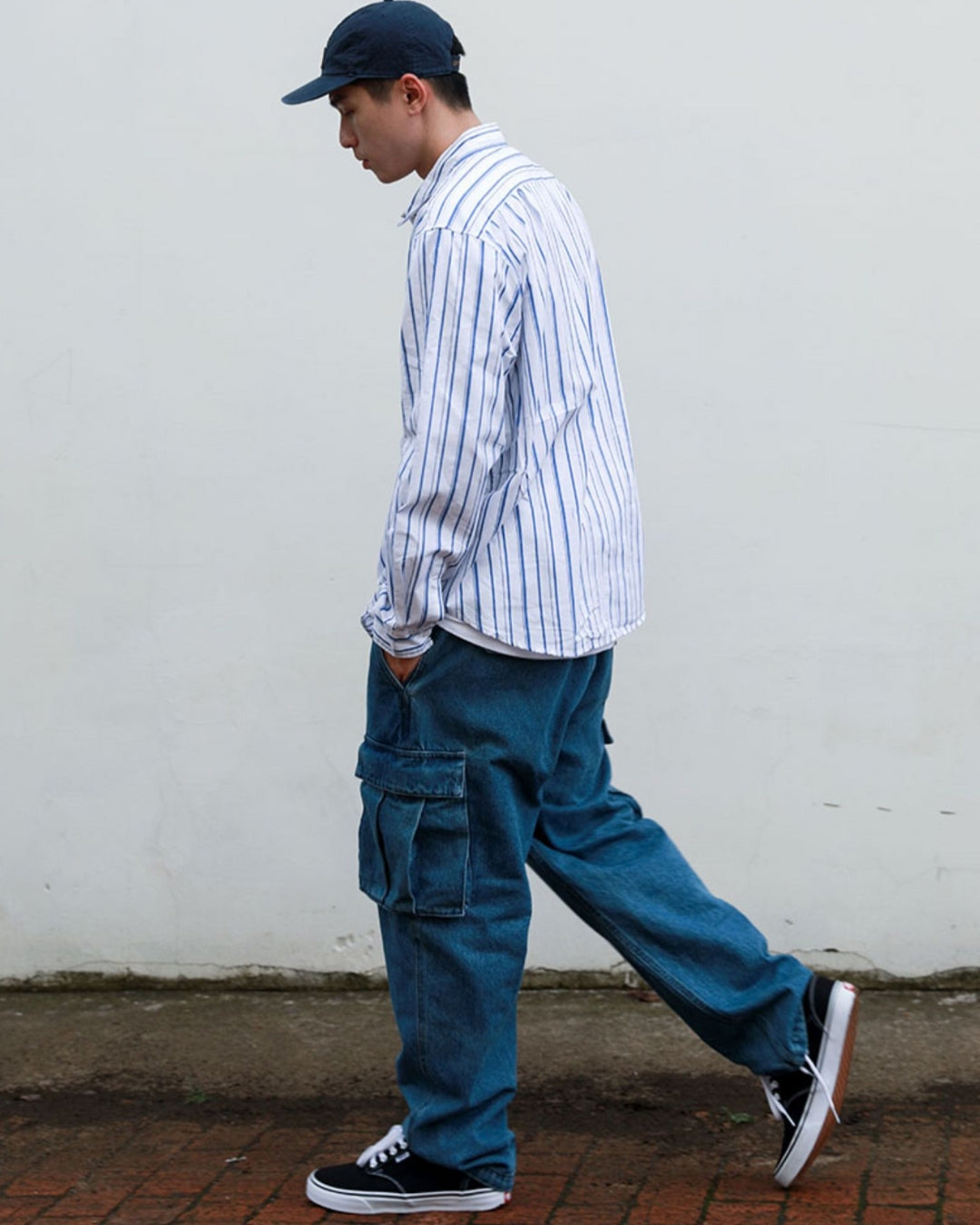 cityboy 寬版線條藍襯衫