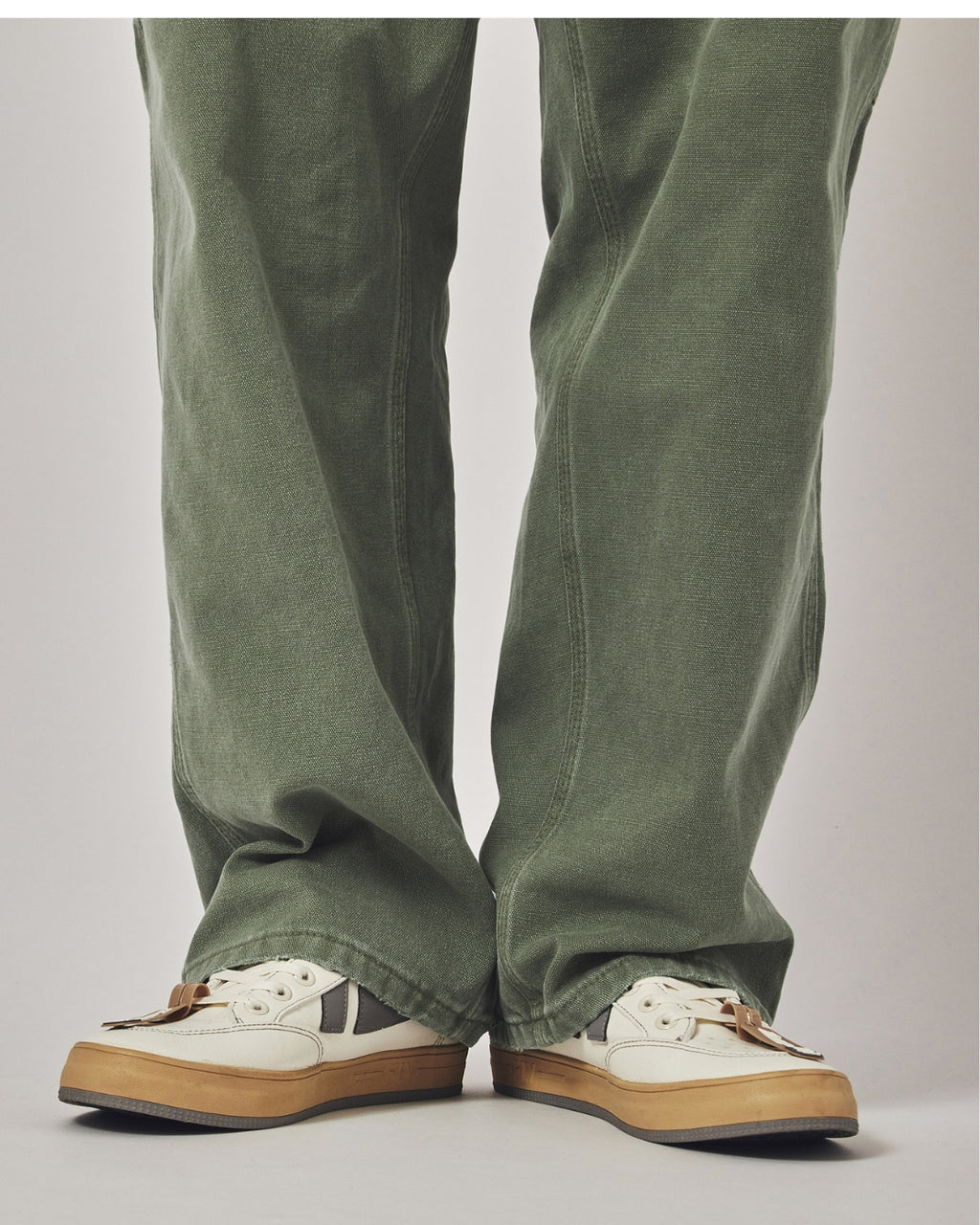 水洗軍綠多口袋工裝長褲