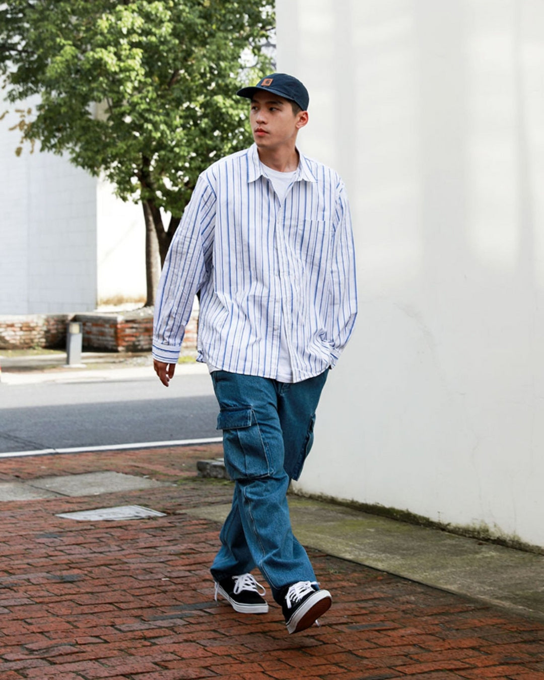 cityboy 寬版線條藍襯衫