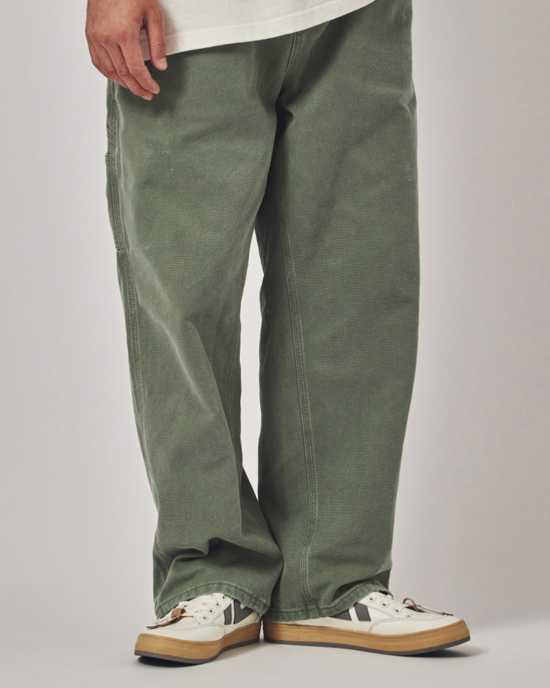 水洗軍綠多口袋工裝長褲