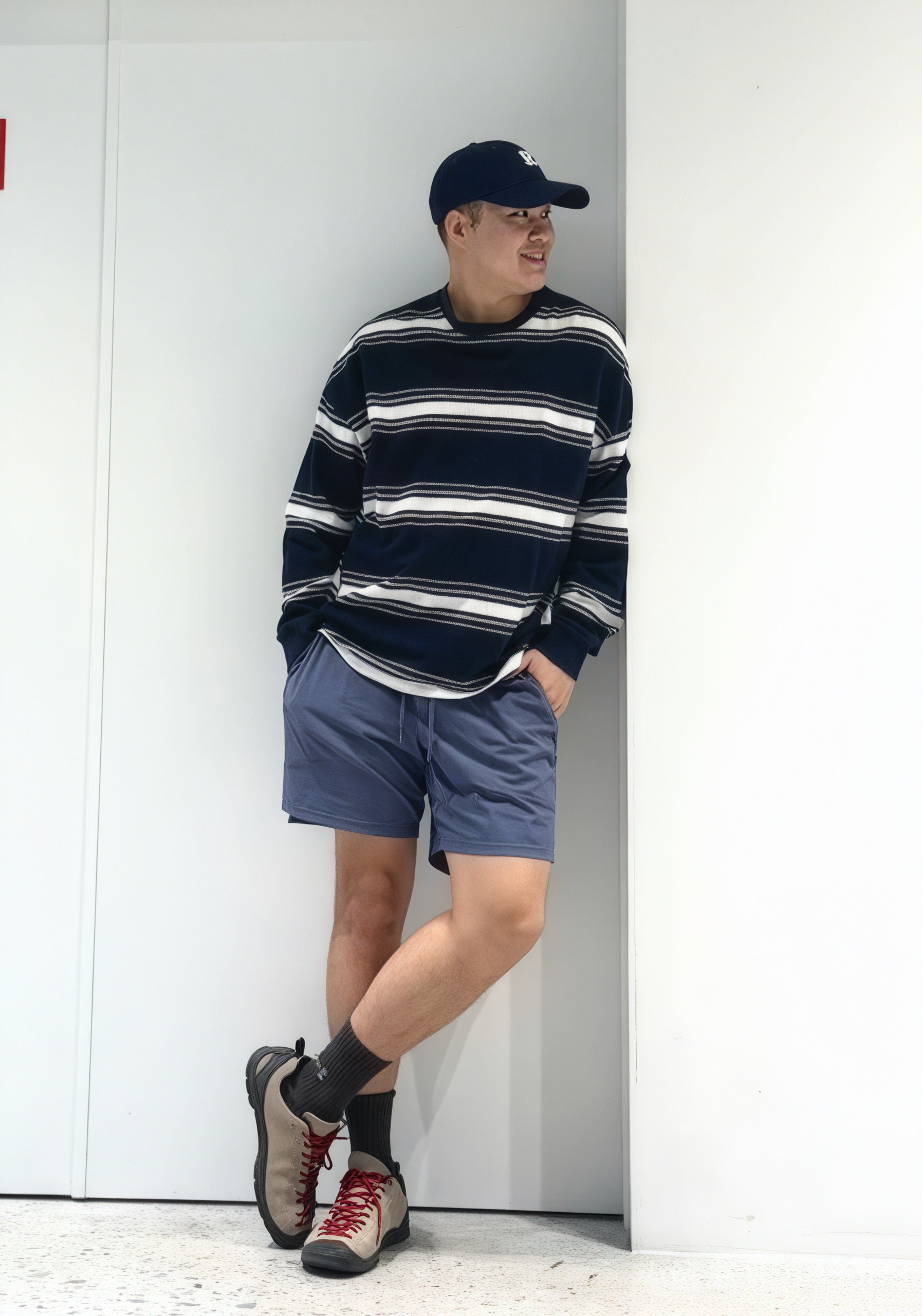 City boy 湛藍重磅條紋Tee