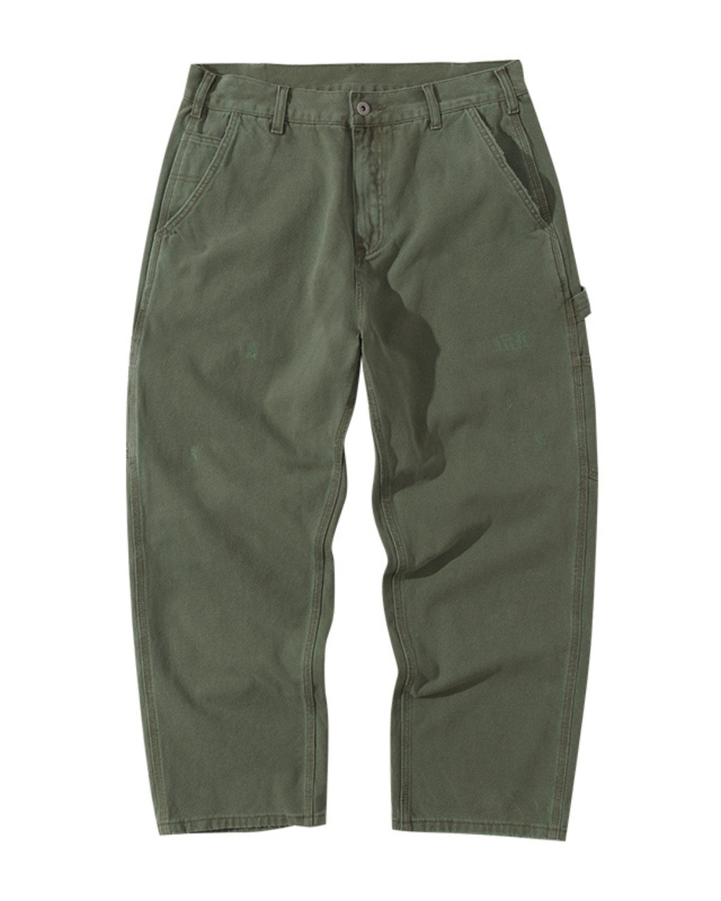 水洗軍綠多口袋工裝長褲