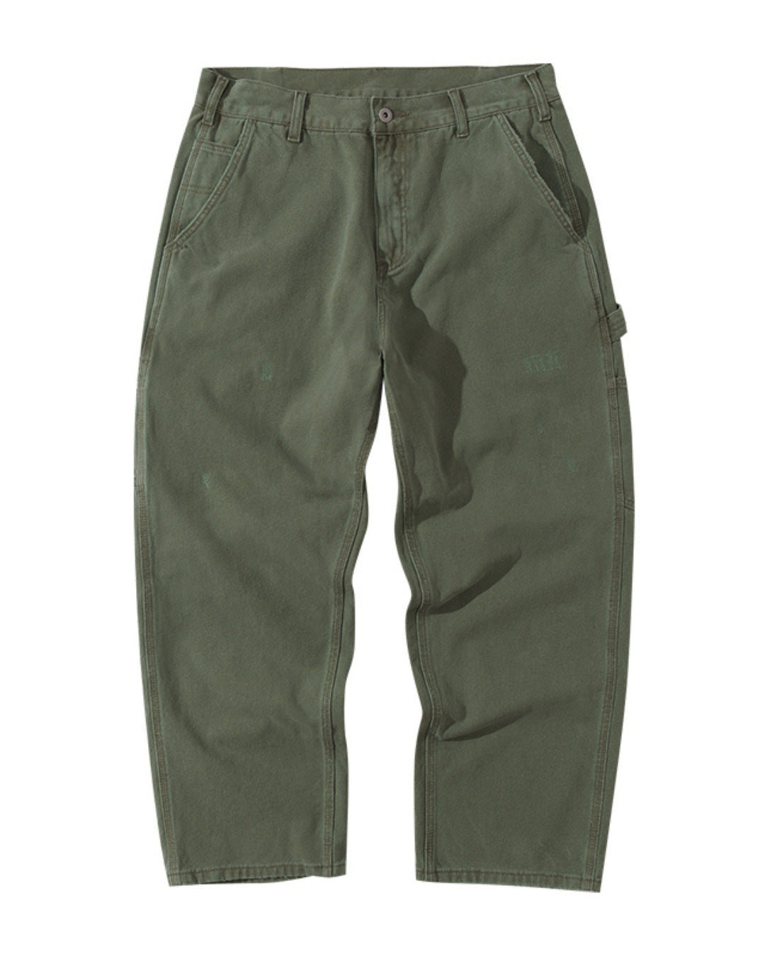 水洗軍綠多口袋工裝長褲