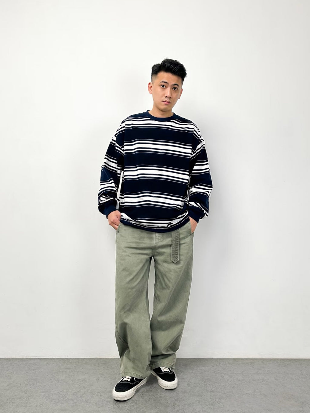 City boy 湛藍重磅條紋Tee